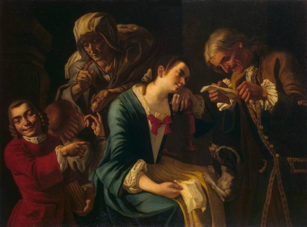 Reading a letter by Gaspare Traversi
